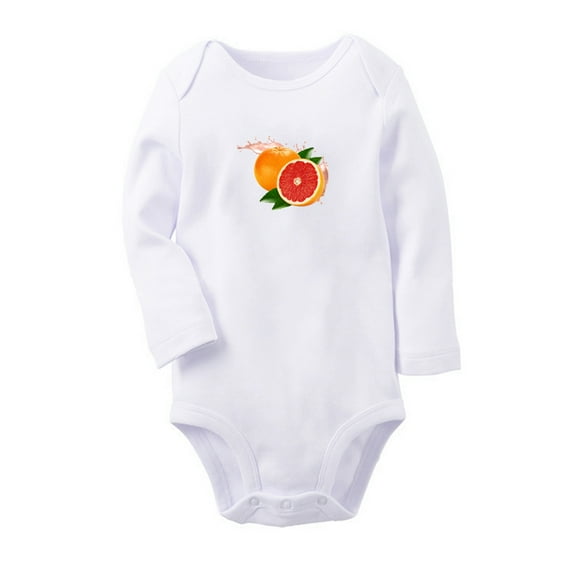 Fruit Grapefruit Image Print Cute Rompers, Newborn Baby Unisex Bodysuits, Infant Jumpsuits, Toddler 0-12 Months Kids Long Sleeves Oufits (White, 6-12 Months)