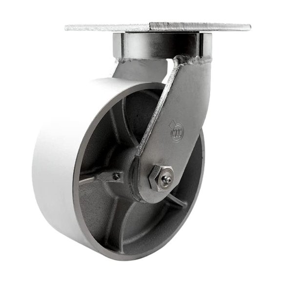 8 Inch Swivel Top Plate Extra Heavy Duty Caster with Semi Steel Cast Iron Wheel - Heavy Duty Caster Wheel - Industrial Caster - 2,500 lbs. Capacity/Caster - Service Caster Brand