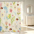 thumbnail image 2 of Erosebridal Watercolor Ladybug Shower Curtain 72Wx84L,Rustic Flowers Bathroom Shower Curtain,Cream Green, 2 of 5