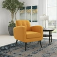 thumbnail image 5 of HL Home Furnishings Armchair in Mustard Yellow Linen with Espresso Legs, 5 of 11