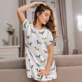 thumbnail image 3 of Fotbe Dachshund Dog Puppy Bata de Dormir para Mujer con Estampado, Camisón de Algodón de Manga Corta, Ropa de Dormir Casual, 3 of 6