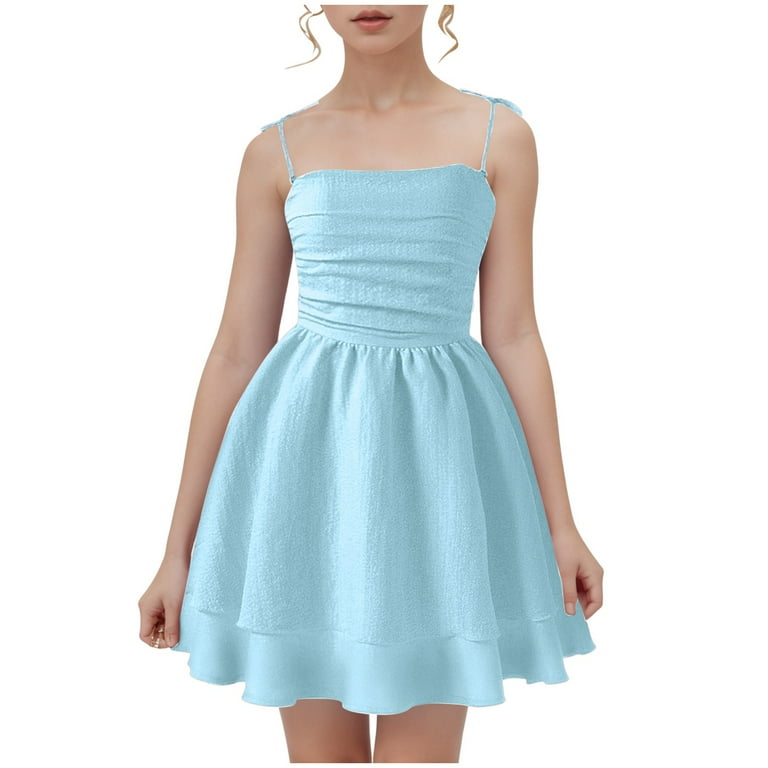 HCNTES Girls Flowy Ruffled Hem/Puff Bubble Dress Ruched Teen