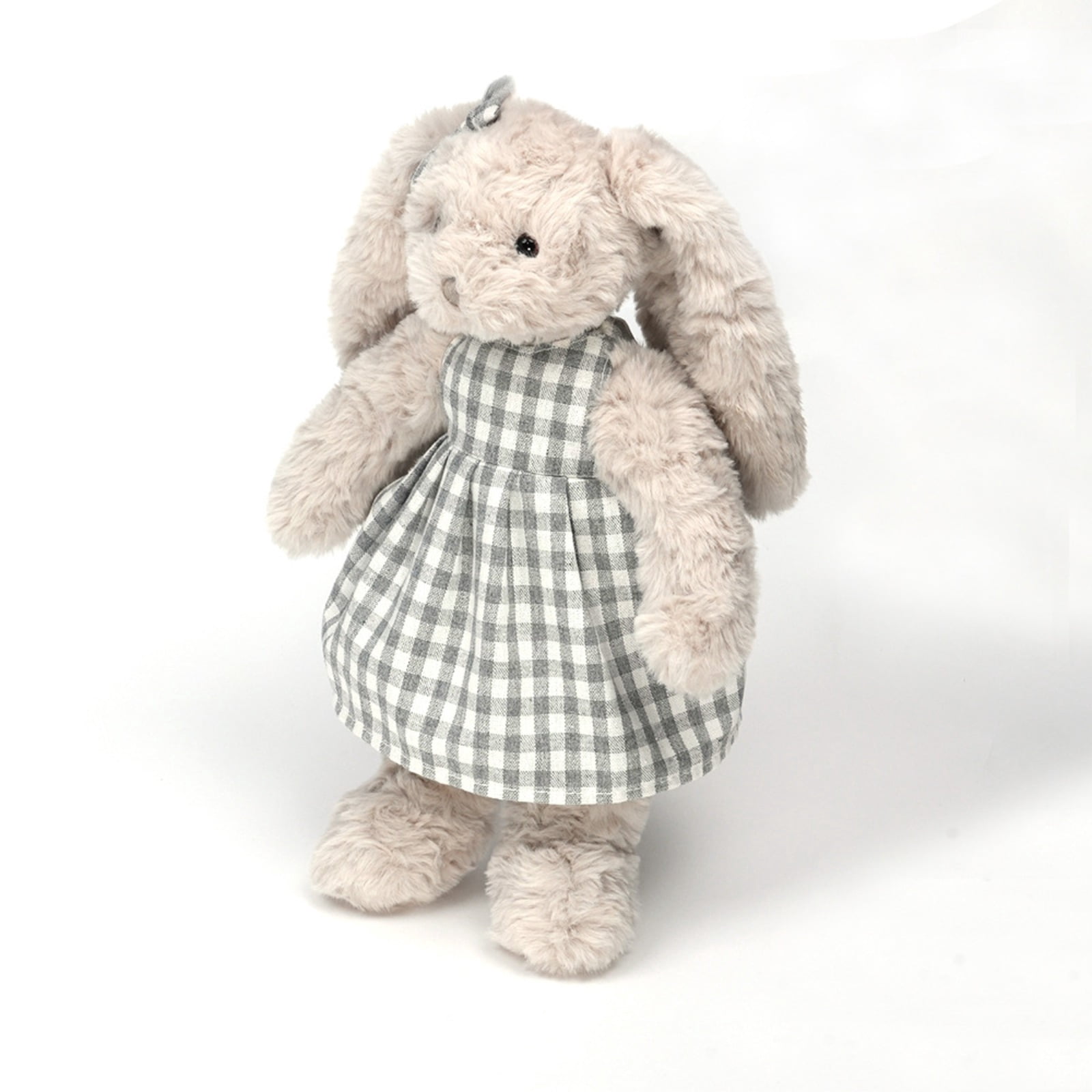 Light Gray Curly Plush Bunny Toy Soft Stuffed Rabbit Doll Cozy Decorative Gift