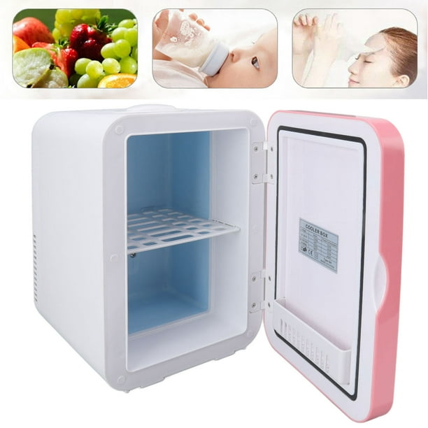 Mini-réfrigérateur Avec Produits Cosmétiques Sur Une Coiffeuse