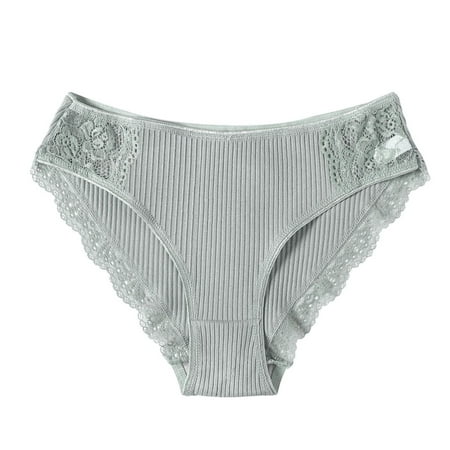 

huanledash Elastic Waist Ribbed Ultra-thin Women Panties Floral Lace Trim Low-Rise Sexy Panties for Daily Wear