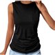 thumbnail image 1 of Blusas para las Mujeres Casual Verano Color Sólido Cuello Redondo Bolsillo sin Mangas Tanque Blusa, Poliéster Casual Top, Lavado de Manos, 1 of 6
