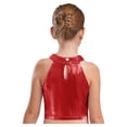 thumbnail image 3 of XUNZOO Débardeurs Métalliques pour Filles Danse Crop Top Hip Hop Jazz Performance Sans Manches Rouge TP, 3 of 7