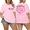 Pink, variant on DEXIO Breast Cancer Plus Size Shirts for Women Ribbon In October We Wear Graphic T-Shirt Short Sleeve Awareness Tops Light Pink 3X