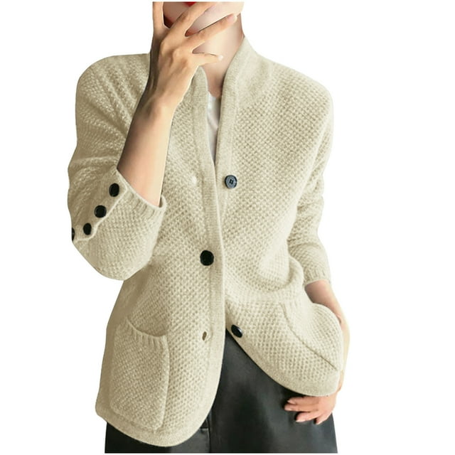 cfhntfmh Womens Wool Blended Cardigan Sweater Long Sleeve Lightweight Outfit Button down Knit 2024 Fall Open Front