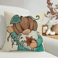 thumbnail image 5 of Hello Fall Pumpkin Gnome Decorative Throw Pillow Covers 18 x 18 Set of 4, Autumn Harvest Teal Blue Plaid Check Porch Outdoor Pillowcase, Maple Leaves Farmhouse Rustic Cushion Case Home Decor, 5 of 6
