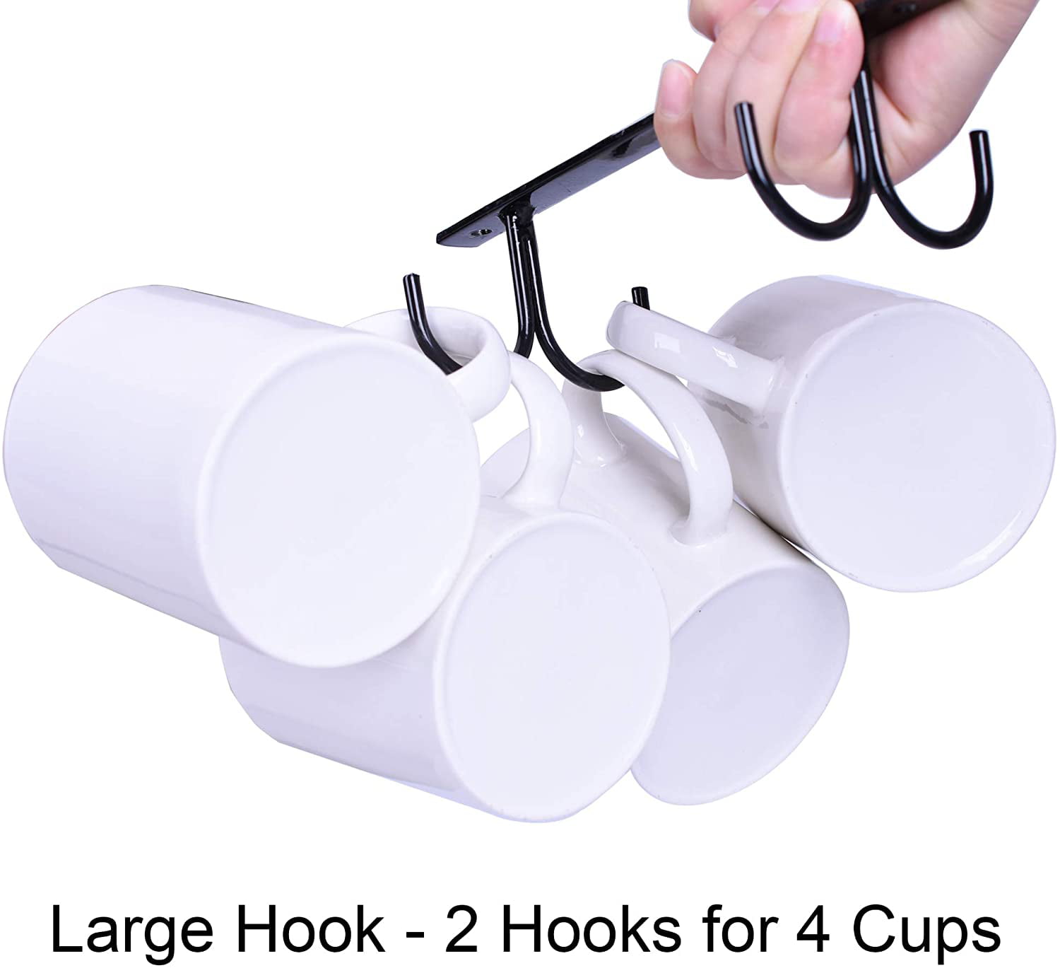 FOMANSH Mug Rack Under Cabinet - Coffee Cup Holder, 12 Mugs Hooks Under  Shelf, Display Hanging Cups Drying Hook for Bar Kitchen Utensils Gold