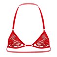 thumbnail image 2 of TiaoBug Men's Lace Unlined Mini Bra Tops Whisper Bralette Wire-Free Halter Neck Mini Bra Top Lingerie Red One Size, 2 of 5