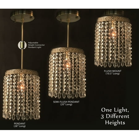 Cal Royal Antique Brass - Royal Designs Ashley Clear Crystal 1 Light Socket Antique Brass Finish Chandelier Ceiling Light