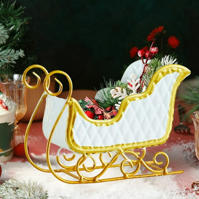 DIANWUDG Traîneau de Noël Décorations en Métal Petits Bonbons Rangement Cadeaux Centre de Bureau Cheminée Cheminée