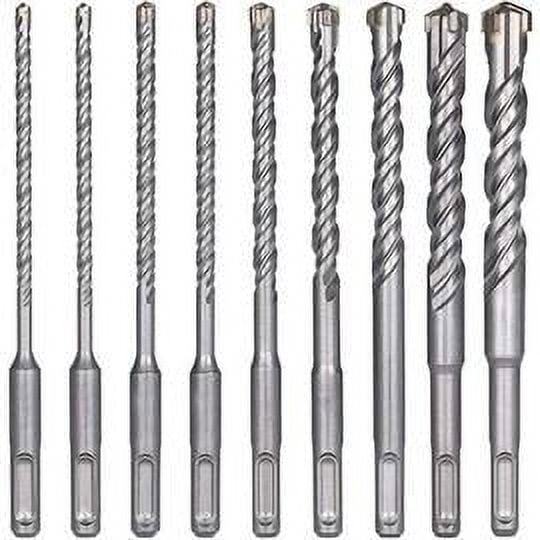 Concrete Drill Bits, 9pcs (5mm 16x160mm) Tile Drill Bit, SDS-Plus Electric Impact Drill Bit for Hole Punch, Cross Drill Bits for Concrete, Brick, Stone, Natural, Metal