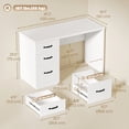 thumbnail image 2 of 47" White Computer Desk with 3 Drawers, Particle Board Writing Desk with Adjustable Hanging File Rails for A4/Letter Folders, Spacious Office Study Table for Home or Workspace, 2 of 7