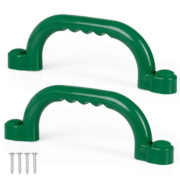 playground safety handles, 2 pack - green grab handle bars for outdoor jungle gym or swing set