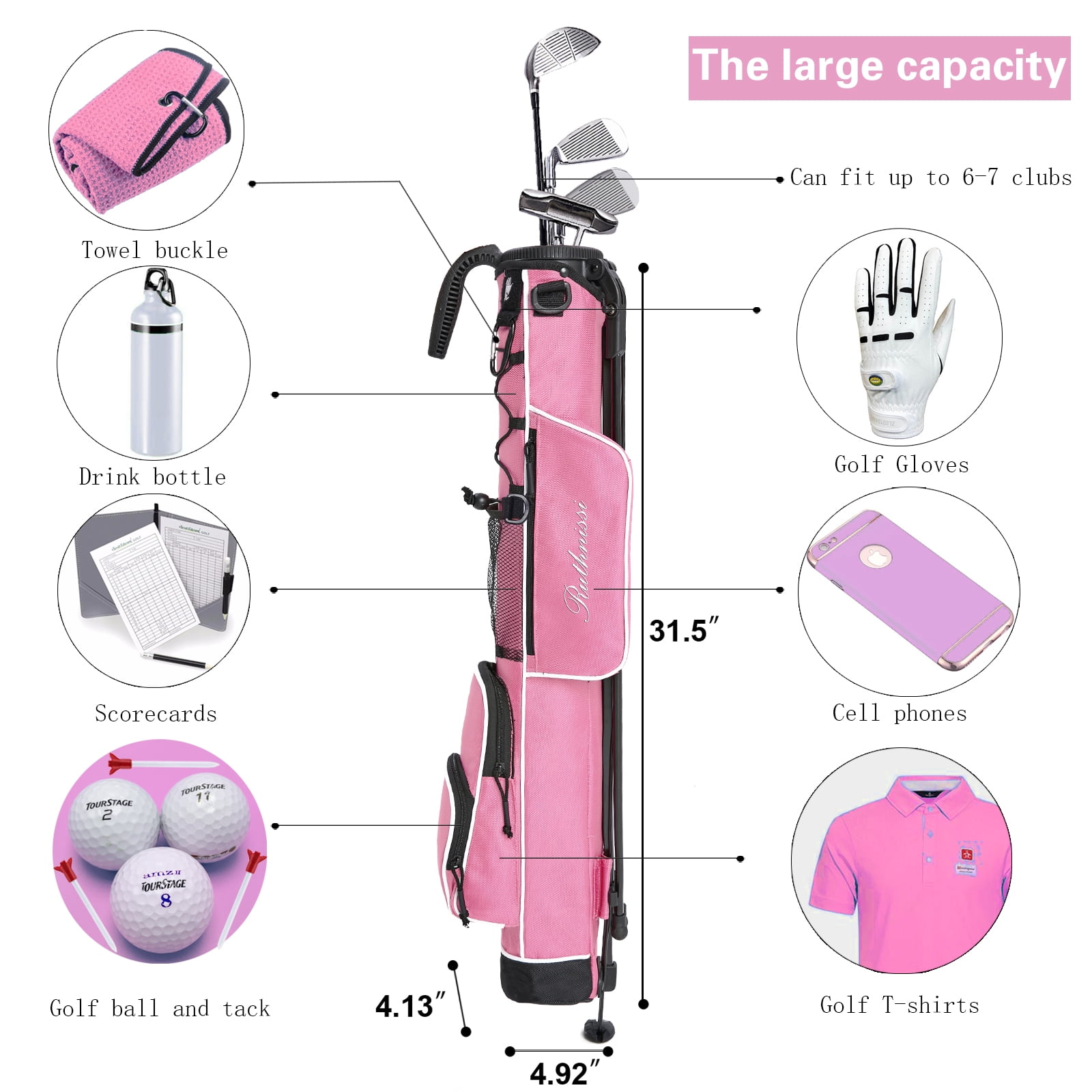 RUTHNISSI Golf Stand Bag, Lightweight Golf Easy Carry Bag with Padded Strap，Durable Pitch n Putt Golf Bag , Practice Ranger Sunday Golf Bag for Men&Women