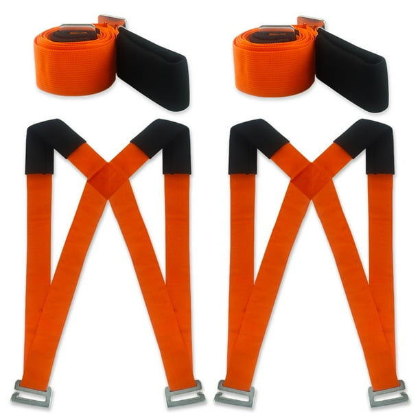 Correas móviles Correas de elevación para 2 personas para mover muebles, electrodomésticos, colchones o cualquier artículo de hasta 800 libras Naranja