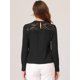 thumbnail image 4 of INSPIRE CHIC Blusa de manga larga con parte superior de encaje y cuello redondo para mujer Negro M, 4 of 5