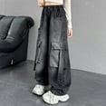 thumbnail image 6 of JLMSPLWG Kids Wide-Leg Jeans with Multi Pockets Toddler Cargo Denim Jeans Girl Daily Wear Baggy Boyfriend Preppy Jean Streetwear Teen Girls Cool Trendy Y2k Grunge Solid Color Pants Girl's Clothes, 6 of 6