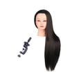 thumbnail image 2 of Cabeza de maniquí de 23,6 pulgadas para entrenamiento de peinado, corte y lavado de cabello. negro con maquillaje, 2 of 8