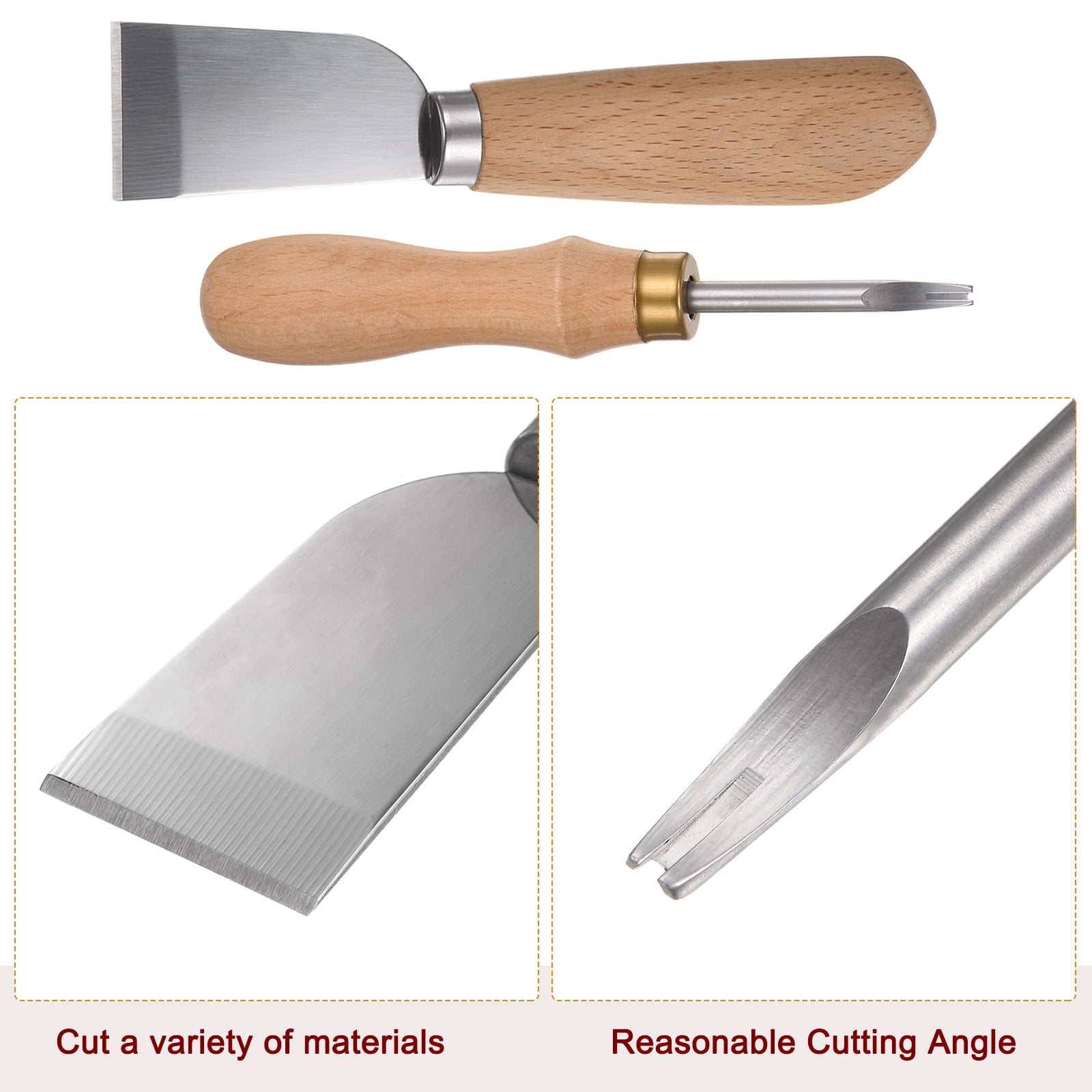 Uxcell Leather Knife Set, Edge Bevelers Cutting Knife Groover 3pcs Wood Burnisher Tool