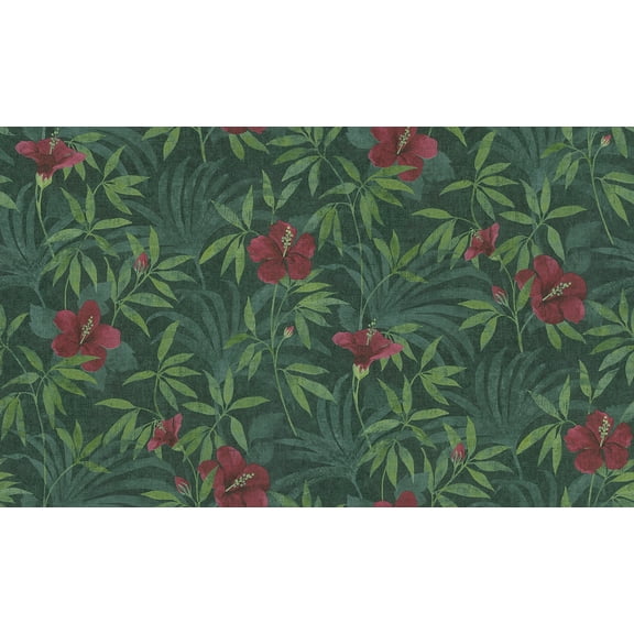 Advantage Malecon Green Floral Wallpaper, 20.9-in by 33-ft, 57.48 sq. ft.