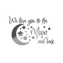 Vikakiooze Home Decor, English Letter Moon Star Combination Acrylic Mirror Sticker Three-dimensional