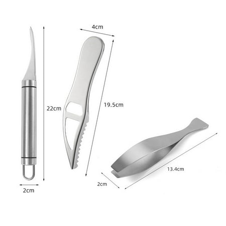 

1 Set Scale Scrapers Tweezers Fish Cleaning Tools Kitchen Gadgets (Silver)