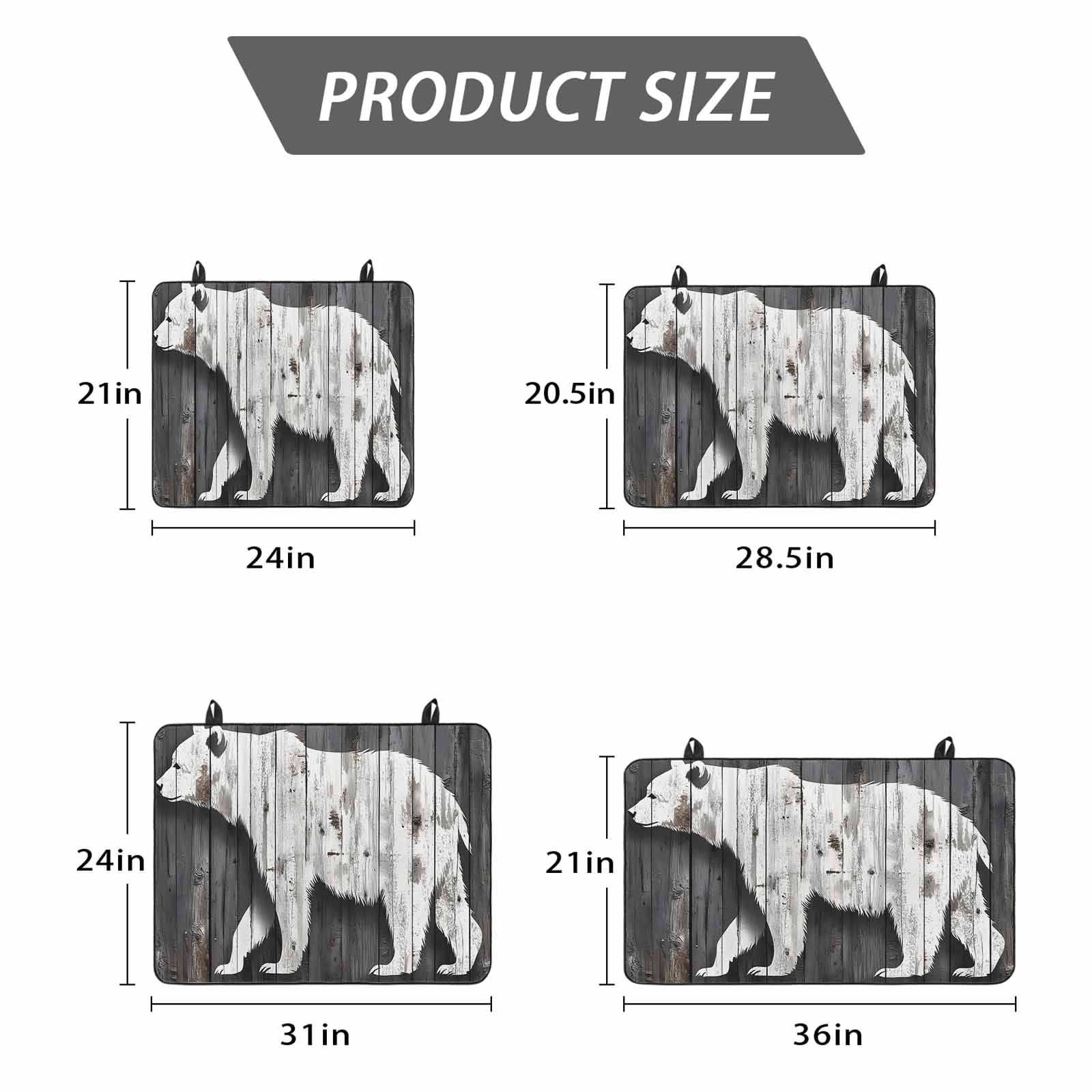 Vintage Bear Stove Top Cover for Electric Stove, Heat-proof & Non Slip Glass Top Stove Cover Protector, Retro Farmhouse Country Wooden Grain Kitchen Flat Cooktop Rubber Mat 24x21 Inches