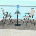 thumbnail image 4 of Costway 2PCS Patio Folding Bar-height Chairs with Armrests Quick-drying Seat Beige Backyard, 4 of 9
