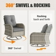 thumbnail image 5 of 15-Piece Outdoor Patio Furniture Set with Rocking Swivel Chair, Wicker Rattan Sectional Sofa Conversation Set with Tempered Glass Table with Ottomans, Backyard Furniture,Grey, 5 of 8