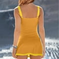thumbnail image 7 of Atogsazn Women's Blouson Tummy Hiding Tankini Top Skirt Swimsuit Flowy Adjustable Straps Swimwear Yellow XXL on Clearance, 7 of 7