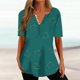 thumbnail image 4 of Tops Cortos para las Mujeres Impresas Blusas Botón Camiseta Manga Corta Cuello en V, Top de Moda para Primavera Verano, 4 of 5