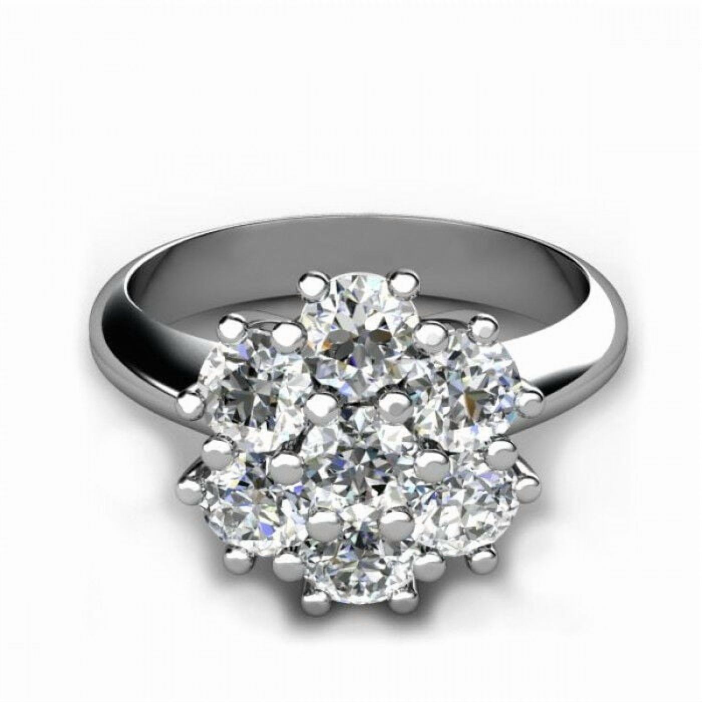 HeartsAndYou 1ct Round Cut Moissanite Flower Cluster Engagement Ring for Women 18k White Gold Over Silver