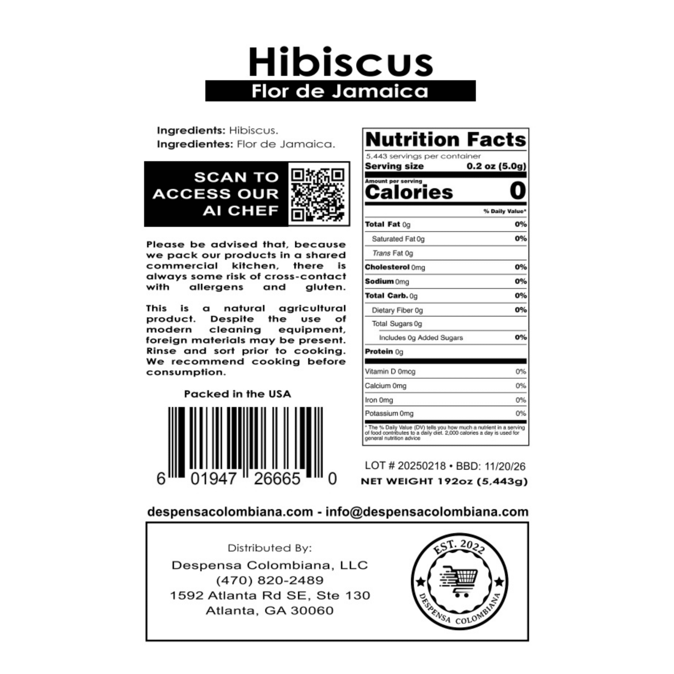12 lbs Dried Hibiscus Loose-Leaf Flor de Jamaica, 192.00 oz Despensa Colombiana Bag