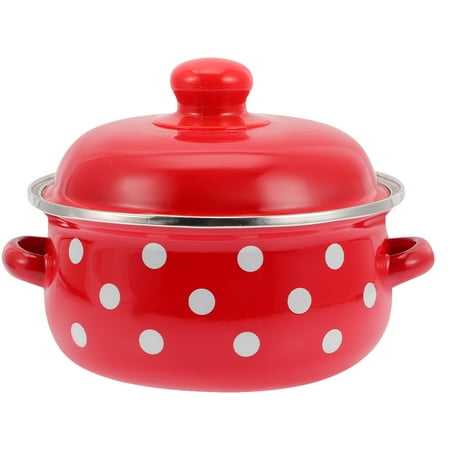 

Milk Pot with Lid Enamelware Cooking Pot Stew Pot with Dual Handle for Stovetop
