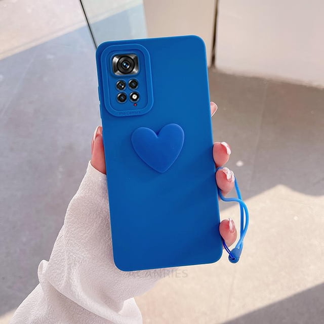 Bonita funda de silicona 3D Love Heart para Xiaomi Redmi Note 11 Pro 4g 5g 11s 10 9 8 7 10s 9s 11pro 10pro, funda con correa para la muñeca con cordón Dengxun unisex