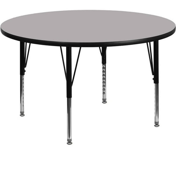 Pemberly Row 26" x 42" Round Thermal Fused Top Activity Table in Gray
