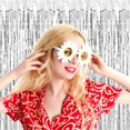 thumbnail image 4 of 3.3 ft x 9.8 ft Silver Metallic Tinsel Foil Fringe Curtain Photo Backdrop Party Streamers for Halloween, Birthday Party, 3 Pack Metallic Tinsel Foil Fringe Curtains Party Decorations Wedding Decor, 4 of 7