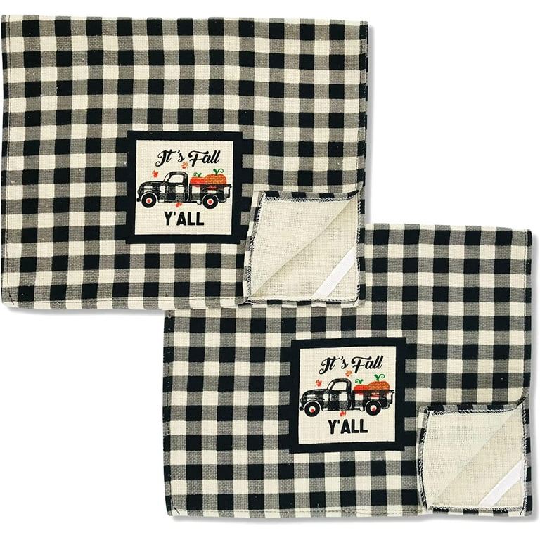 Serafina Home Farmhouse Fall Decor Kitchen Dish Towels Set: Black