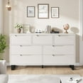 thumbnail image 3 of Commode à 7 Tiroirs pour Chambre, Commode de 55 Pouces de Large, Tiroir Horizontal Autoportant avec Rangement, Coffre de Garde-Robe en Bois pour Salon, Couloir, Entrée, Blanc, 3 of 7