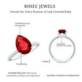 thumbnail image 5 of Rosec Jewels Pear Shape Simulated Ruby Solitaire Ring with Moissanite - 7X10 mm - AAAA Grade, 925 Sterling Silver, US 12.00, 5 of 8