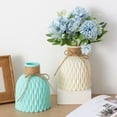 thumbnail image 3 of Nordic Style Plastic Faux Ceramics Striped Vase Desktop Decor for Home Vase, 3 of 8