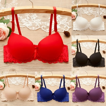 Aofa Sexy Women Solid Color Lace Push Up Underwired Bra Thin Brassiere ...