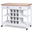 thumbnail image 1 of Costway Rolling Kitchen Island Bar Storage Serving Cart With Drawers and Wine Rack White, 1 of 10