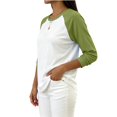 thumbnail image 7 of Women's 3/4 Sleeve Raglan Shirts, Crew Neck Casual Baseball Tops Color Block Basic Jersey Tees Green XL(XL), 7 of 7