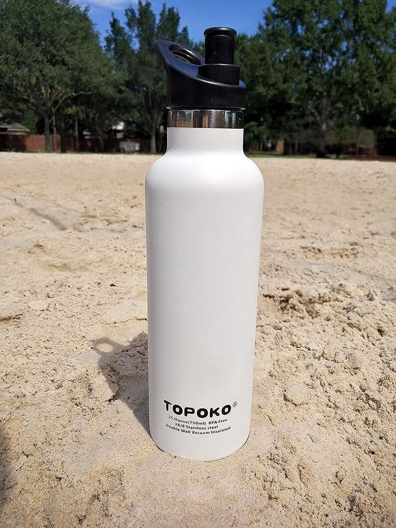 25 OZ Hydro Double Wall Flask Stainless Steel Water Bottle, Bite Valve Top, Vacuum Insulated, Sweat Proof, Leak Proof Sports Thermos. Standard Mouth 25oz, BPA-Free, Keep Cold 24 Hours (white)3pc
