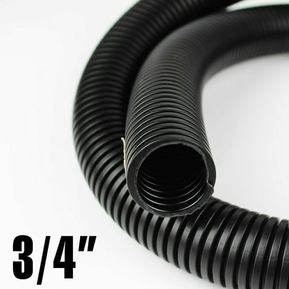 Split Wire Loom Tubing 3/4" Black Conduit Corrugated Hose, Cable Organizer & Guard Lot